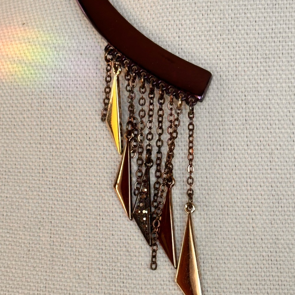 Elegant Purple and Bronze Women's hinged choker Necklace - Picture 4 of 4